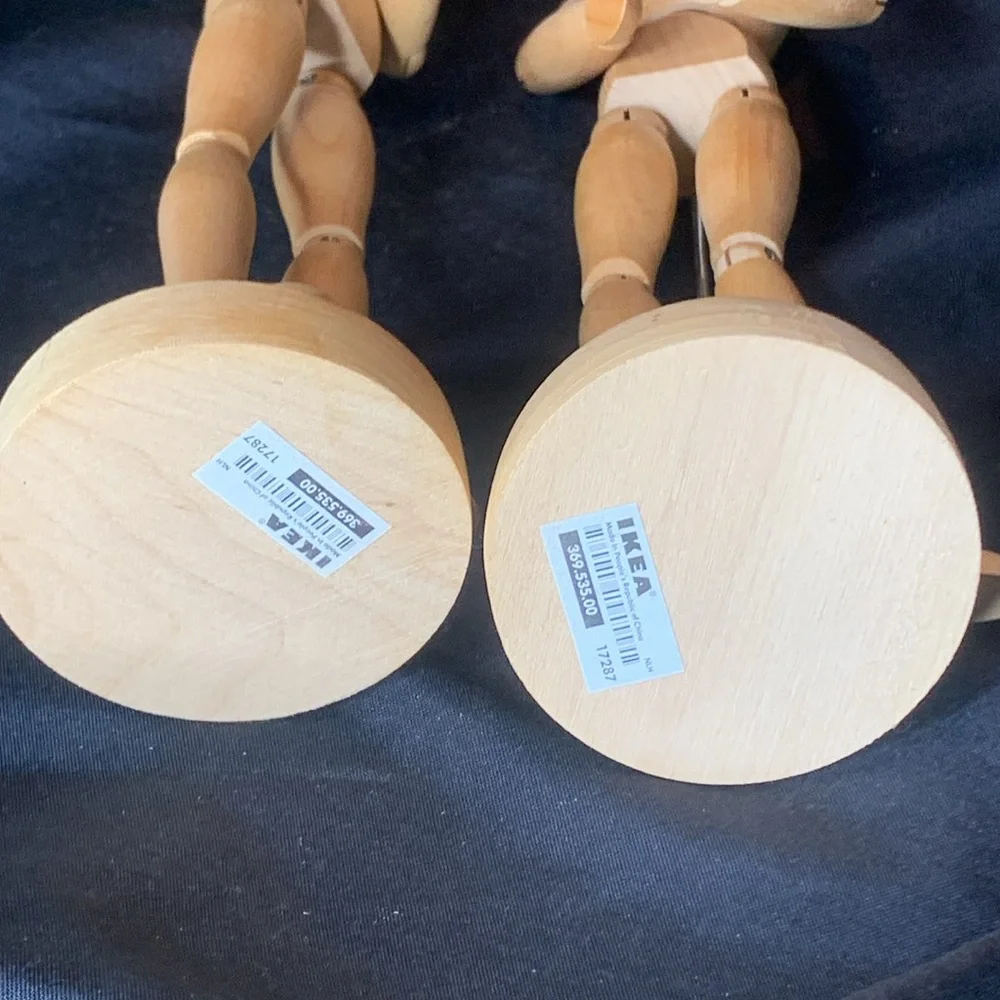 Set of 2 IKEA GESTALTA posable natural colored wood artist figures / dummy